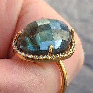 Labradorite ring size 6- Sterling silver-gold plated